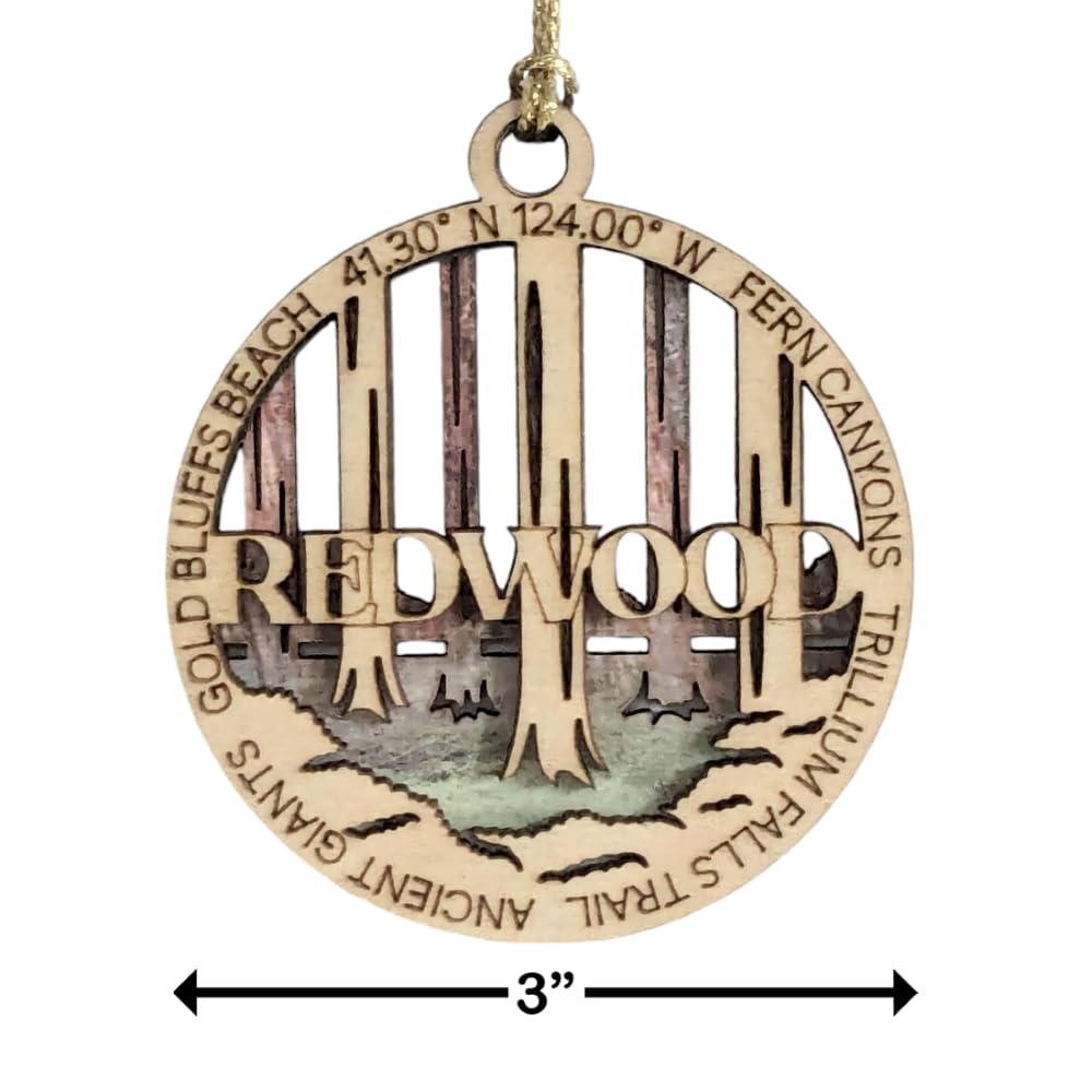 3" Redwood National Park Ornament / Car Charm - USA Made