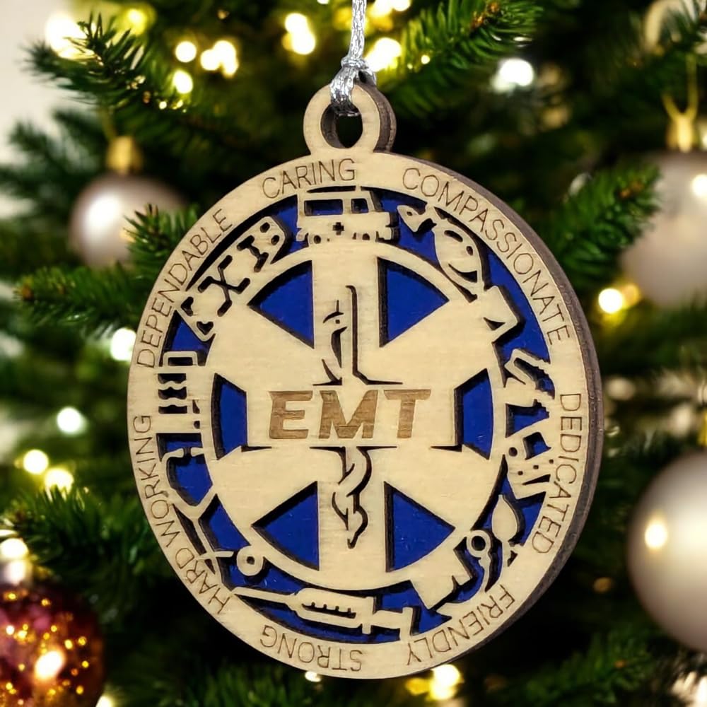 3" EMT Wood Christmas Ornament - Solid Backing