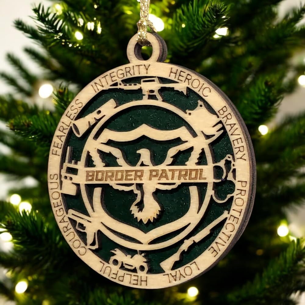 3" Border Patrol Wood Ornament - Solid Backing