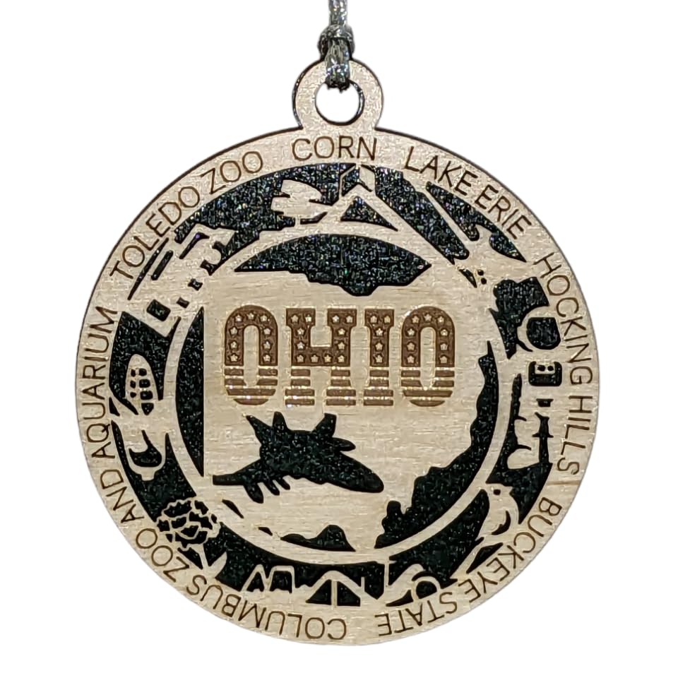3" Ohio State Pride Christmas Ornament, Wood