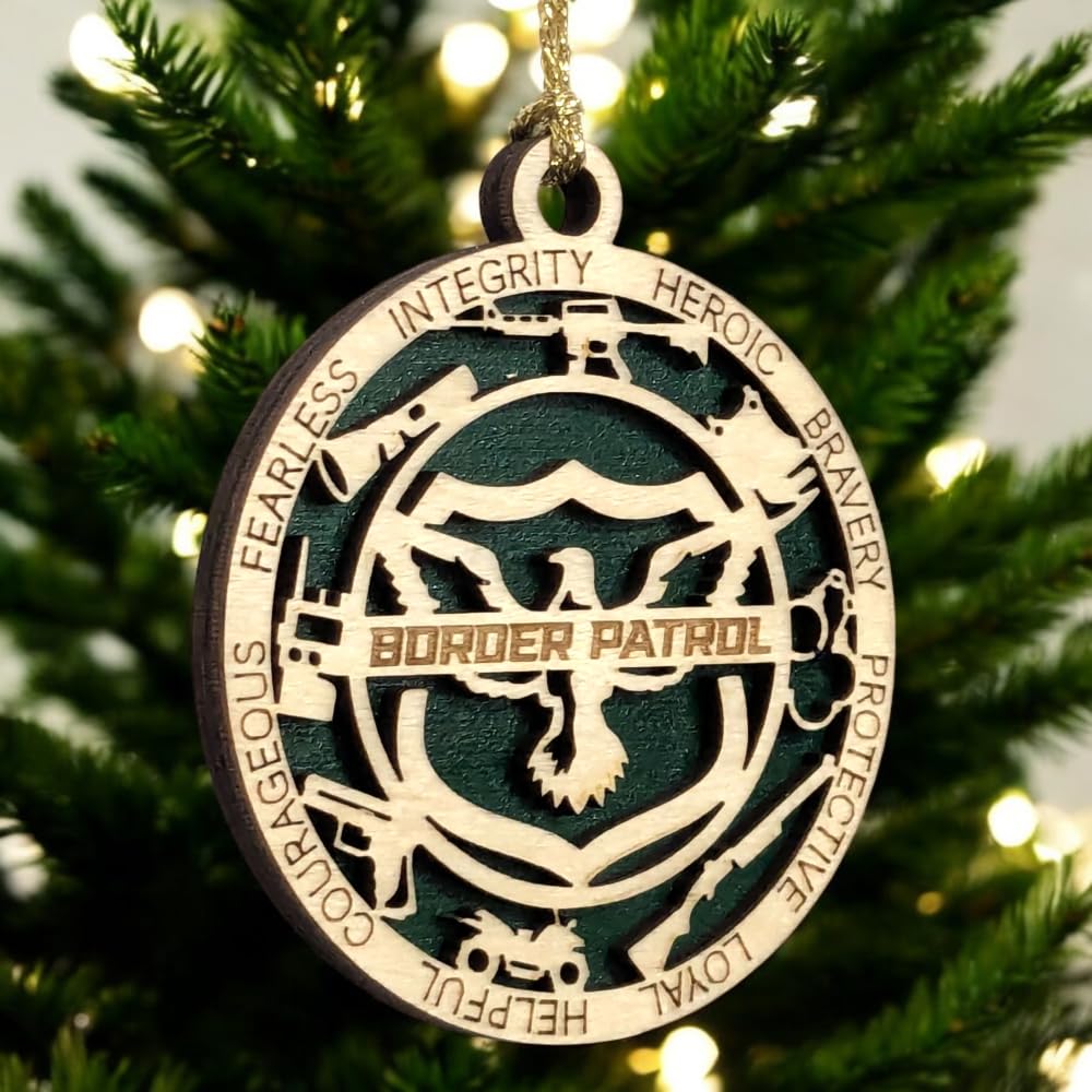 3" Border Patrol Wood Ornament - Solid Backing