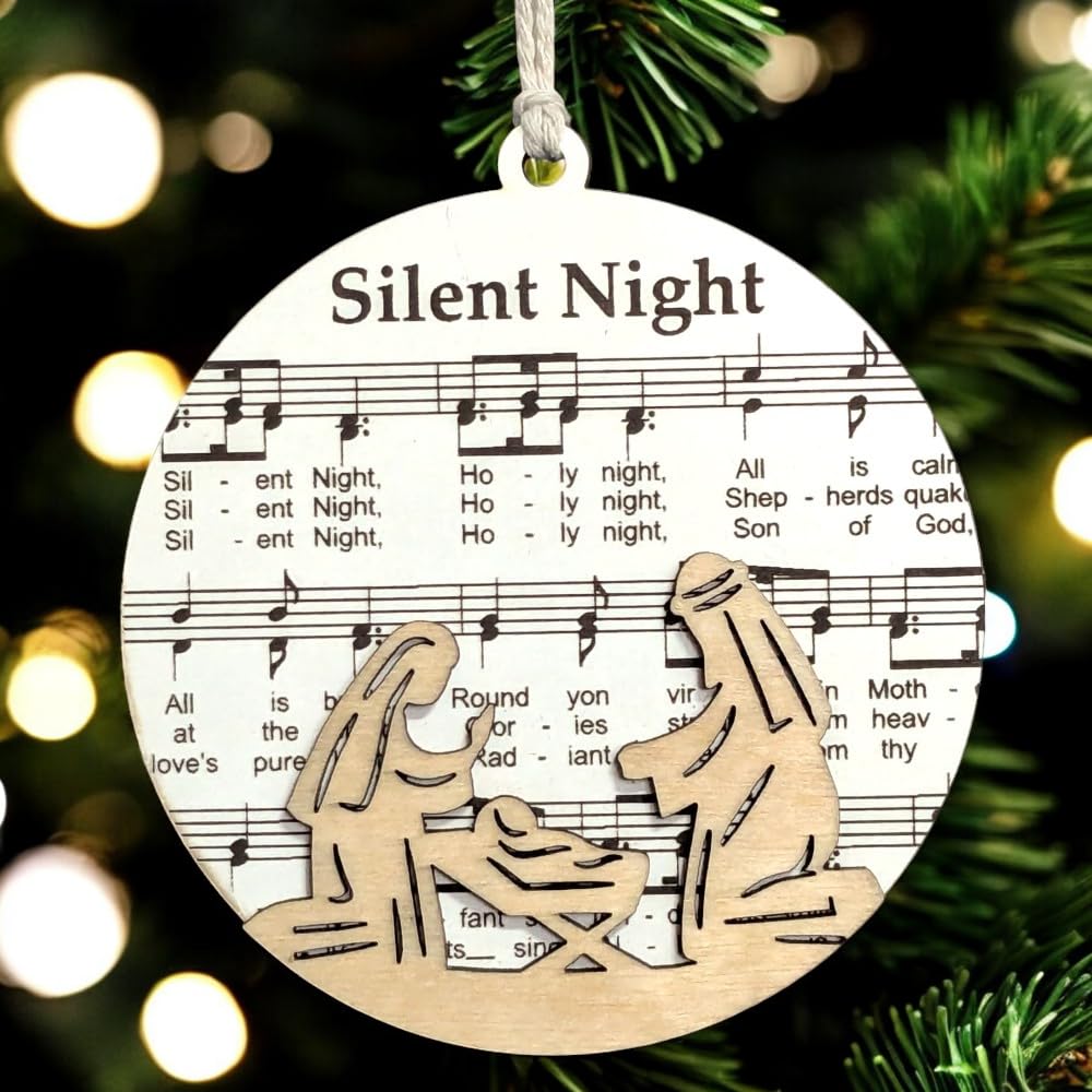 3.5" Silent Night Nativity Christmas Ornament - USA Made