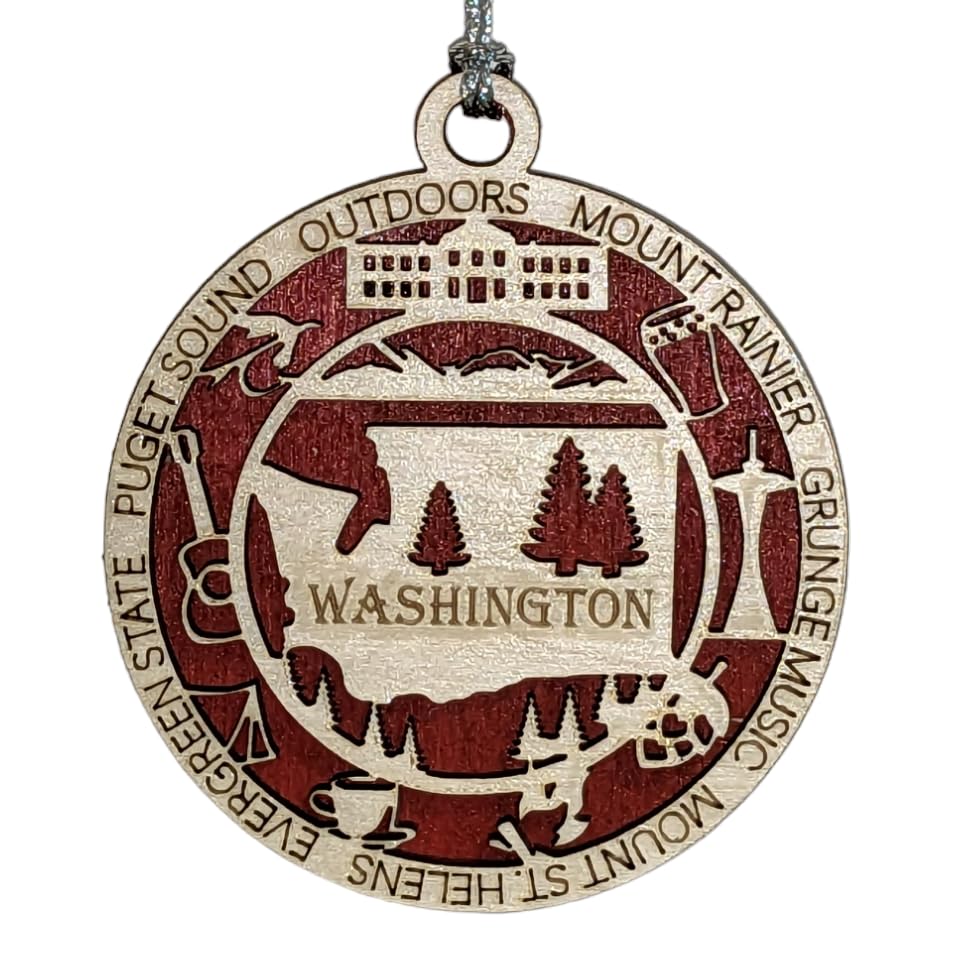 3" Washington Pride Christmas Ornament, Wood