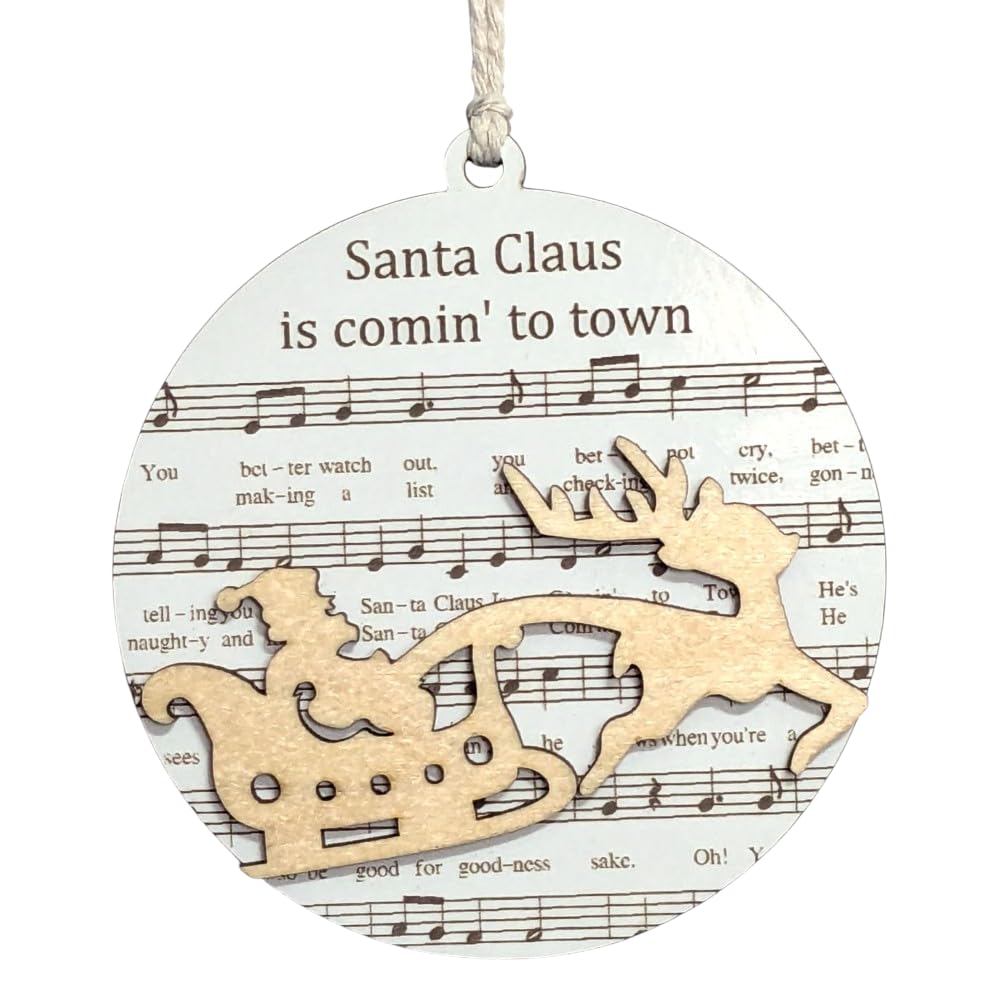 3.5" Santa Claus Sleigh Ride Christmas Ornament - USA Made