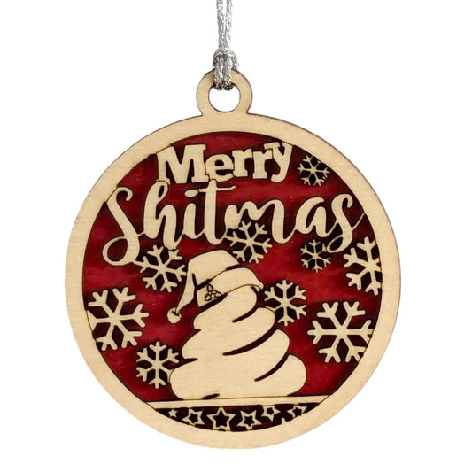 3" "Merry Shitmas" Funny Christmas Ornament