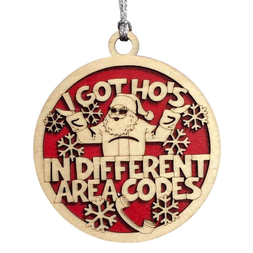 3" "I Got Ho's" Funny Santa Christmas Ornament