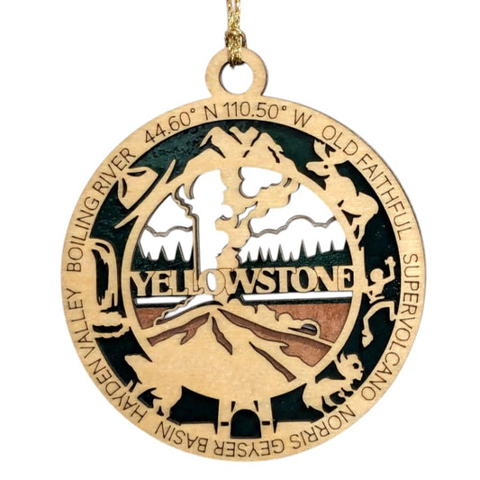 3.5" Yellowstone National Park Ornament / Car Charm - USA Made