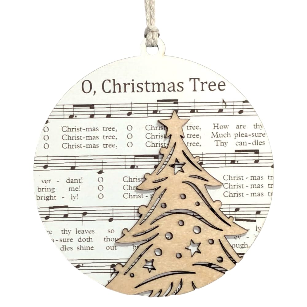 3.5" O Christmas Tree Sheet Music Ornament - USA Made