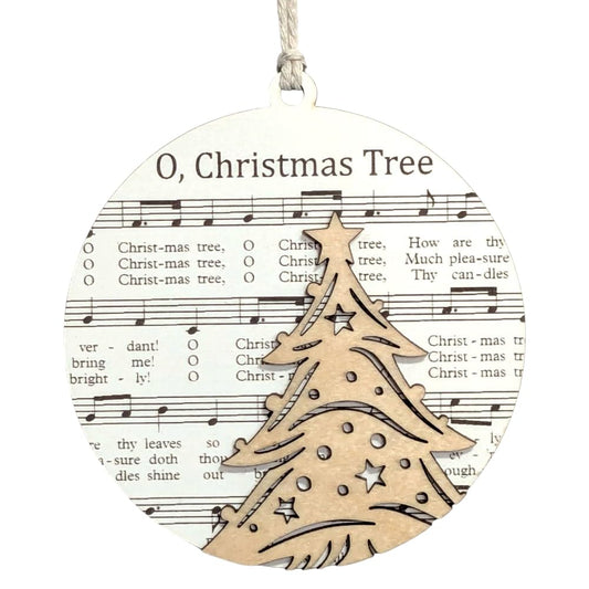3.5" O Christmas Tree Sheet Music Ornament - USA Made