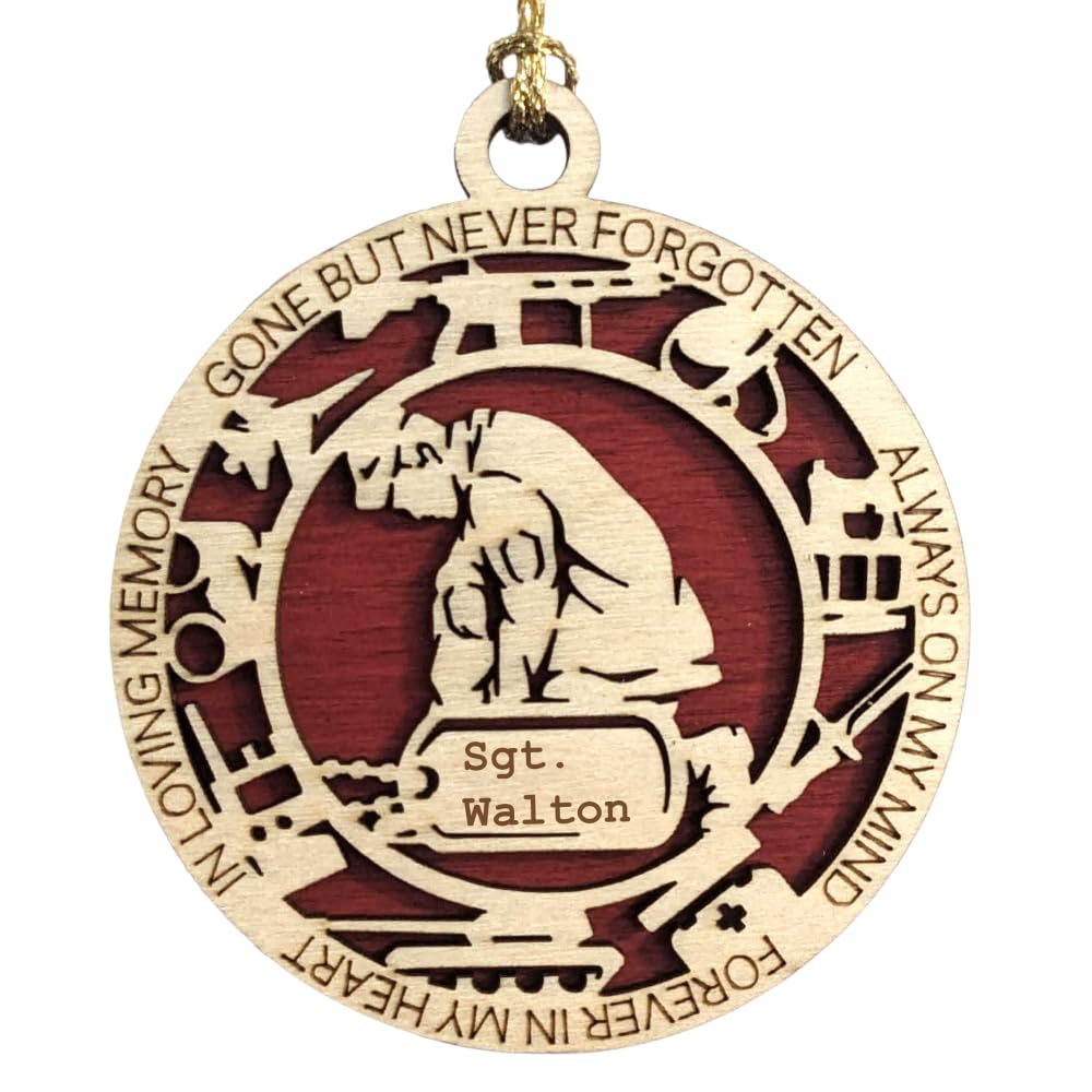 3" Marines Inspired Memorial Ornament, Kneeling, Icons, Dog Tag