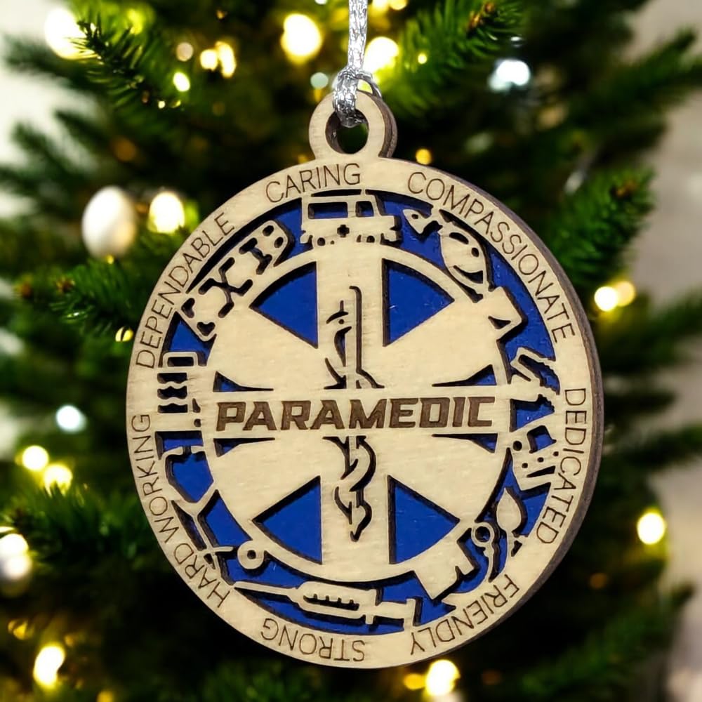 3" Paramedic Wood Ornament - Solid Backing