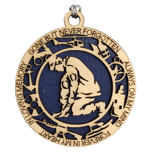 3" Coast Guard Memorial Ornament, Kneeling Soldier, Icons