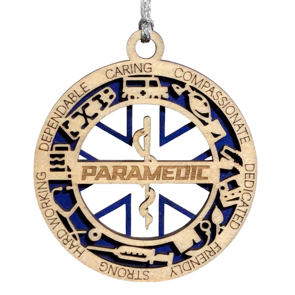 3" Wooden Paramedic Christmas Ornament with Cut Background - Custom EMT Holiday Decor and Gift