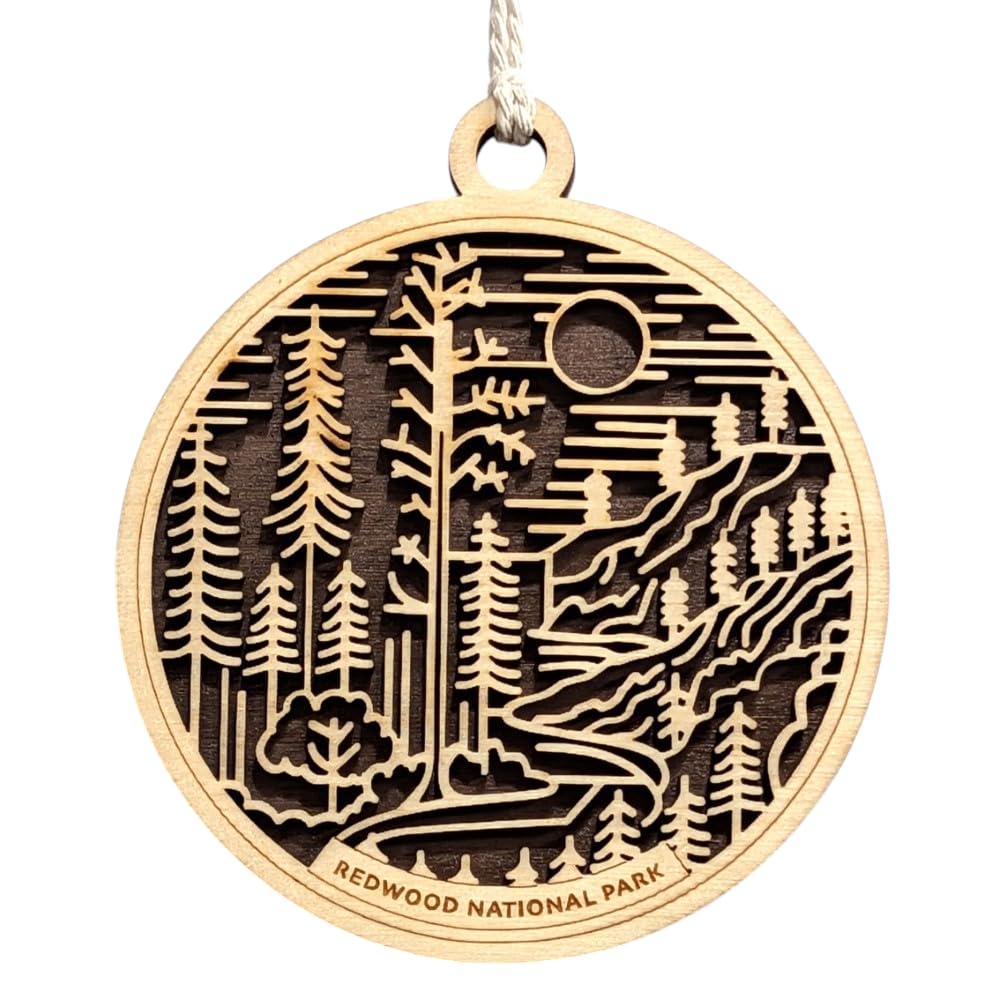 Redwood National Park 3.5" Wood Christmas Ornament