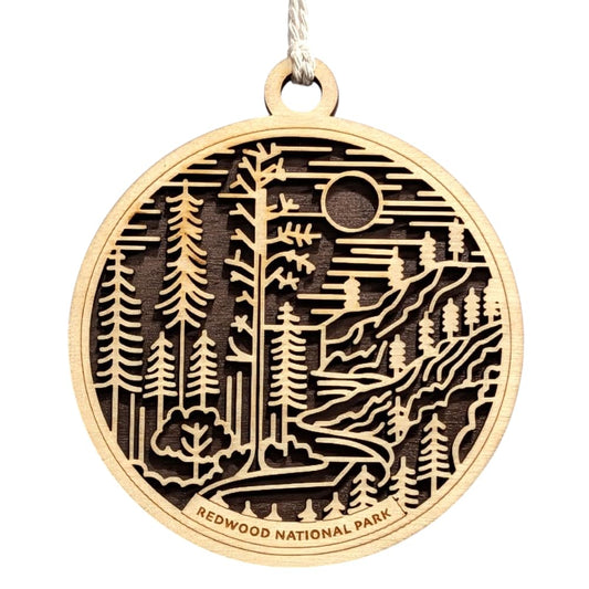 Redwood National Park 3.5" Wood Christmas Ornament
