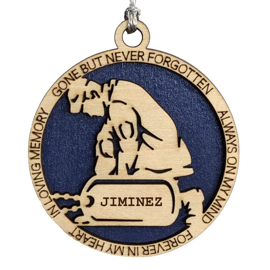 3" Coast Guard Memorial Ornament, Kneeling Soldier, Dog Tag