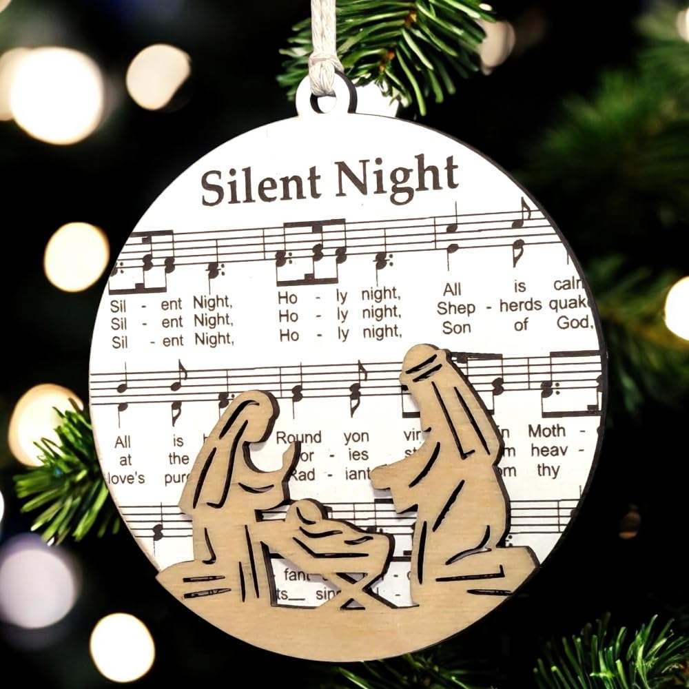 3.5" Silent Night Nativity Christmas Ornament - USA Made