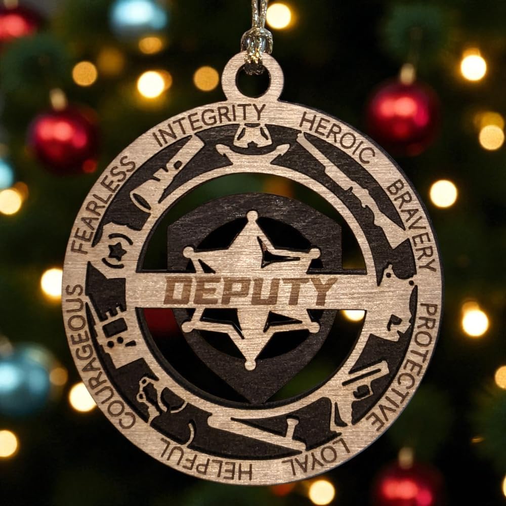 3" Deputy 6-Pt Badge Wood Ornament - Cut Layer