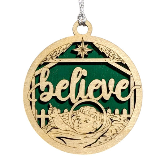 3" Believe Nativity Christmas Ornament