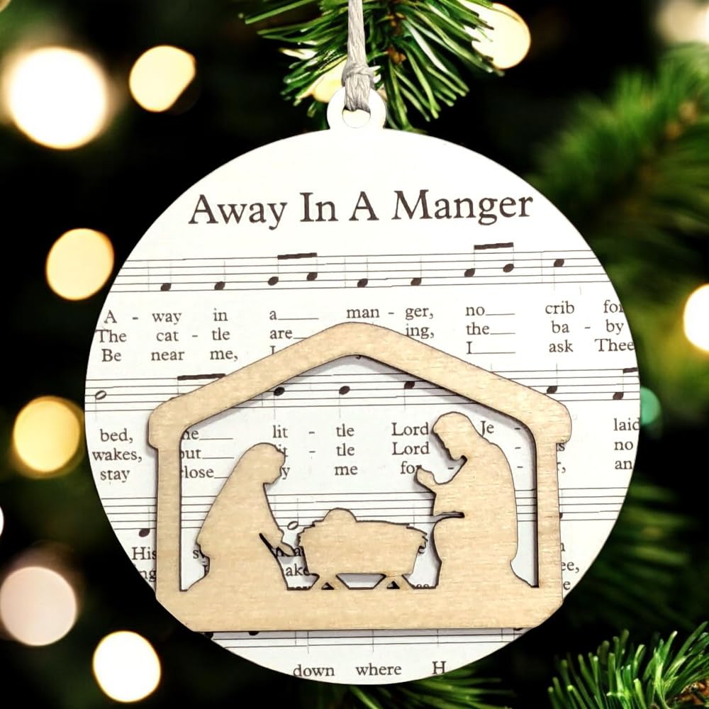 3.5" Away in a Manger Nativity Christmas Ornament - USA Made