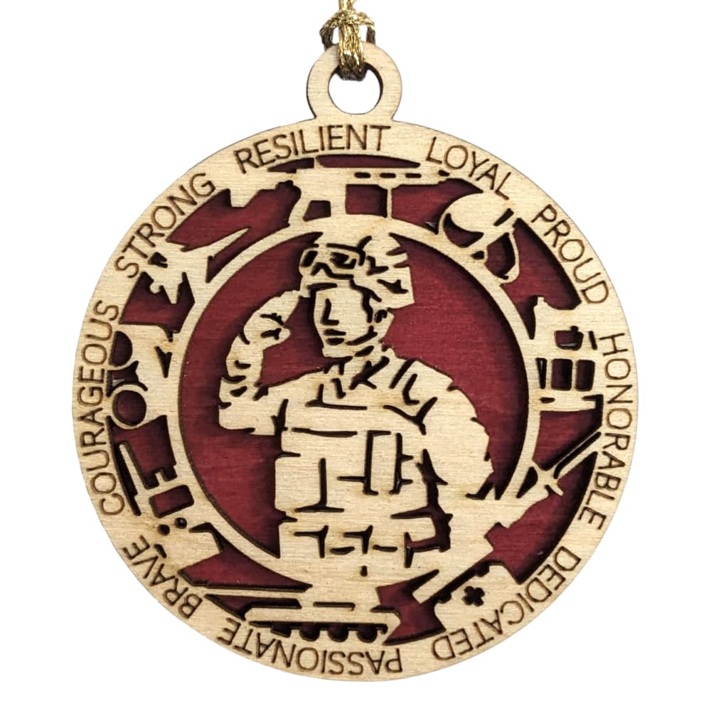 3" Marines Inspired Male Soldier Ornament, Field, Icons