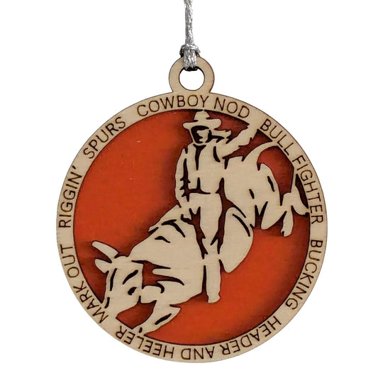 3" Female Bull Rider Wood Ornament