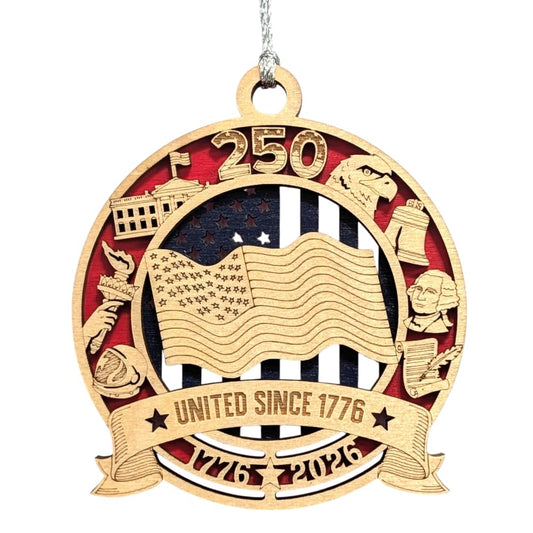 3.5" United Since 1776 Waving Flag Ornament