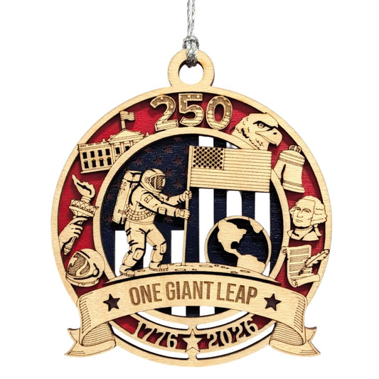 304" One Giant Leap Astronaut Flag Ornament