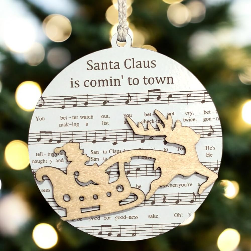3.5" Santa Claus Sleigh Ride Christmas Ornament - USA Made