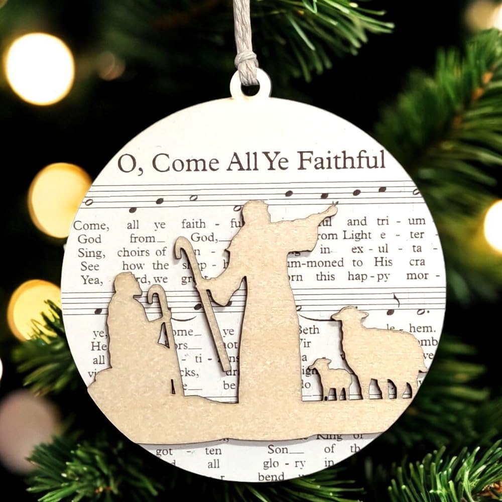 3.5" O Come All Ye Faithful Shepherds Ornament - USA Made