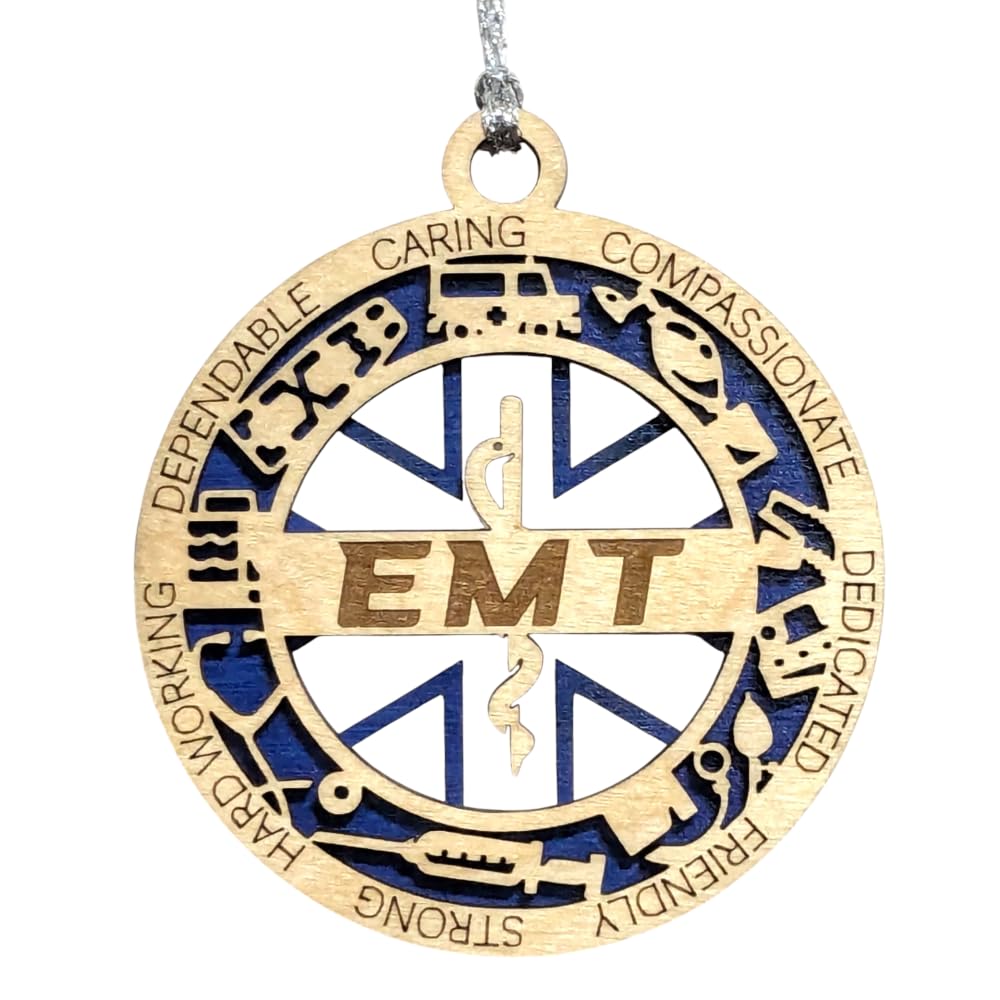 3" EMT Wood Christmas Ornament - Cut Layer, USA