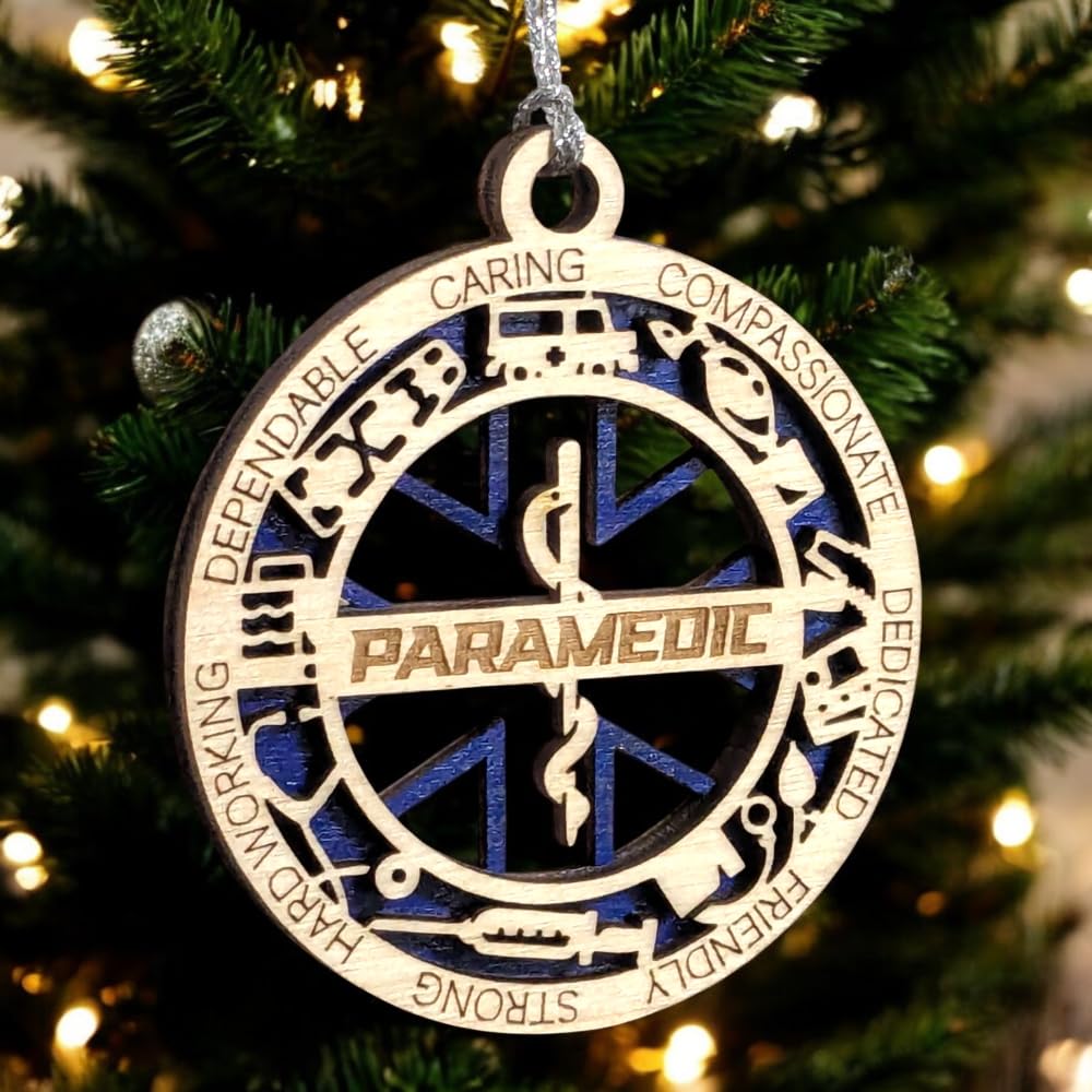 3" Paramedic Wood Christmas Ornament - Cut Layer