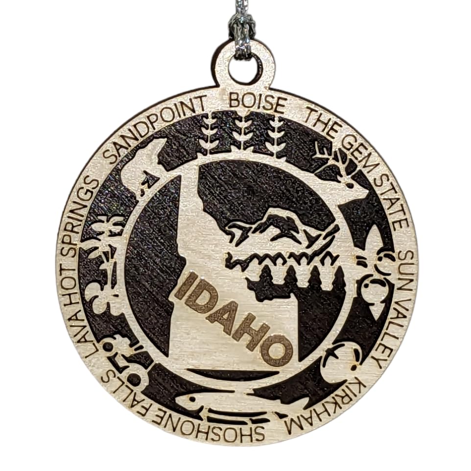 3" Idaho State Pride Christmas Ornament, Wood