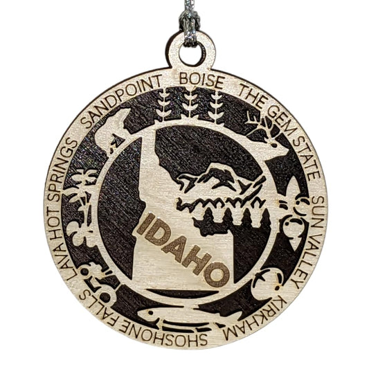 3" Idaho State Pride Christmas Ornament, Wood