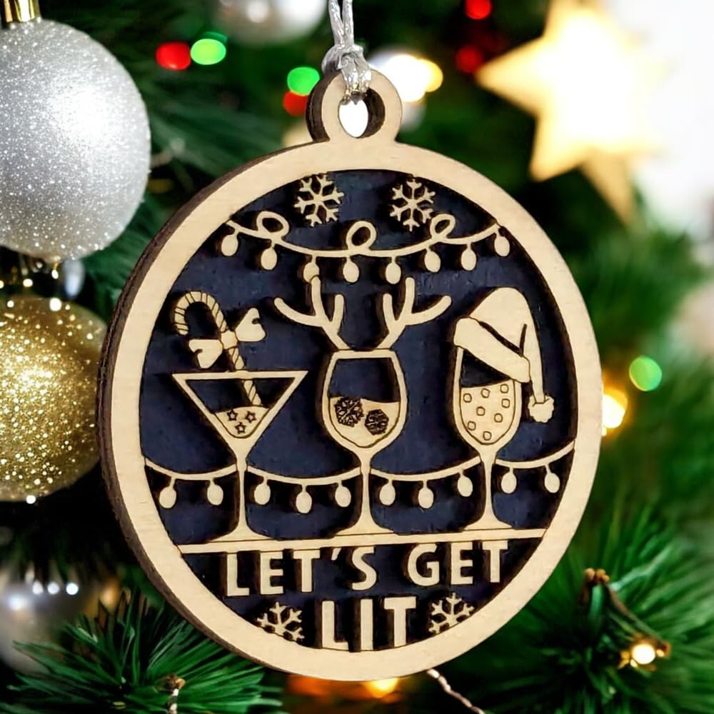 3" "Let's Get Lit" Cocktail Christmas Ornament