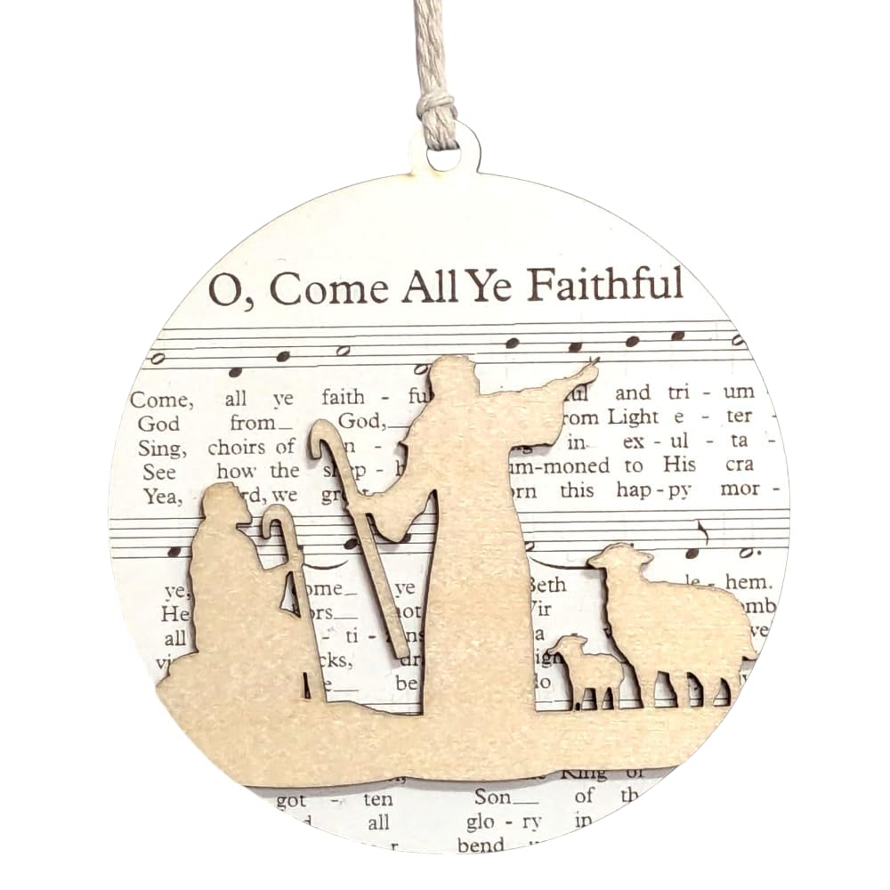 3.5" O Come All Ye Faithful Shepherds Ornament - USA Made