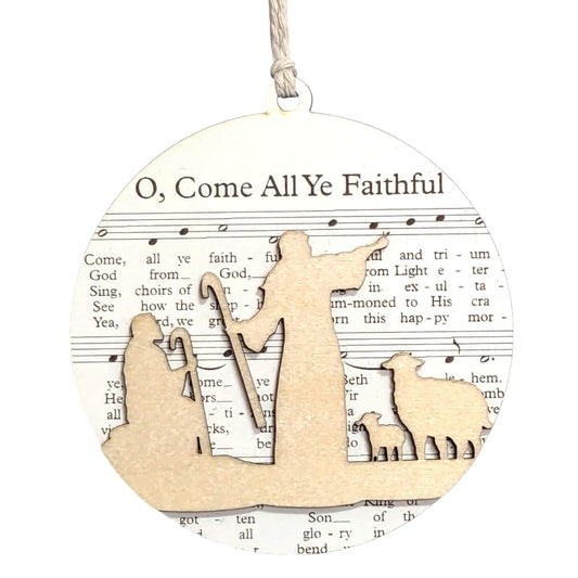 3.5" O Come All Ye Faithful Shepherds Ornament - USA Made