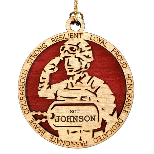 3" Marines Inspired Female Soldier Ornament, Field, Dog Tag