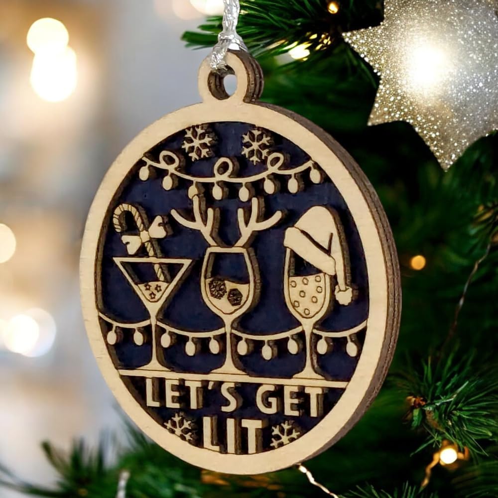 3" "Let's Get Lit" Cocktail Christmas Ornament