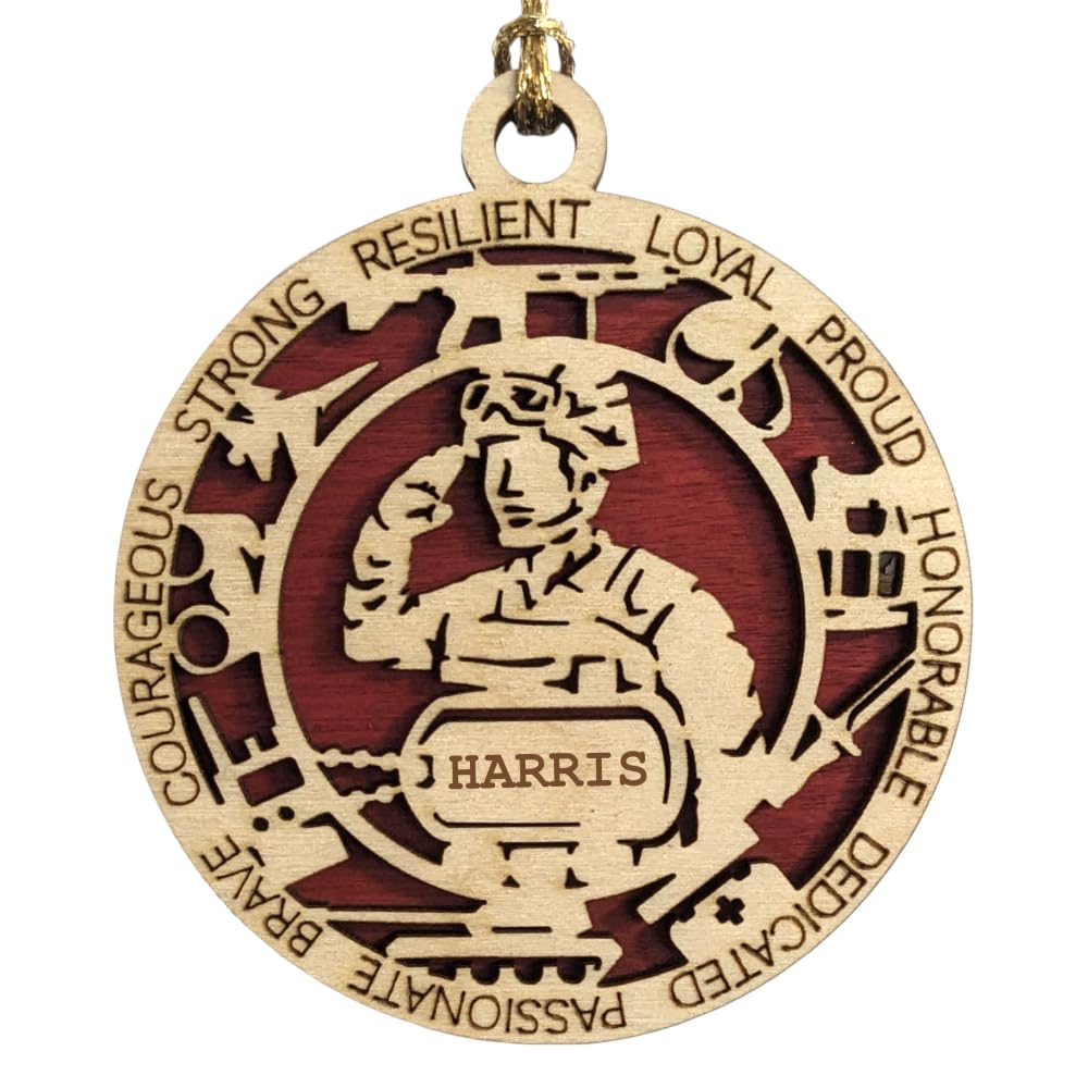 3" Marines Inspired Male Ornament, Field, Icons, Dog Tag