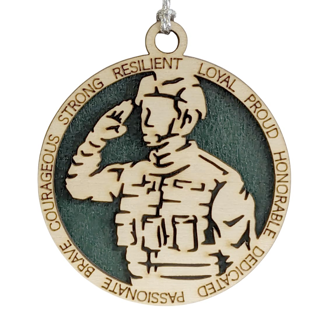 3" Male Army Soldier Wood Ornament