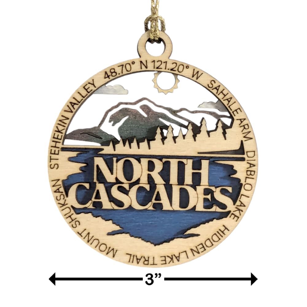 3" North Cascades Ornament / Car Charm - USA Made