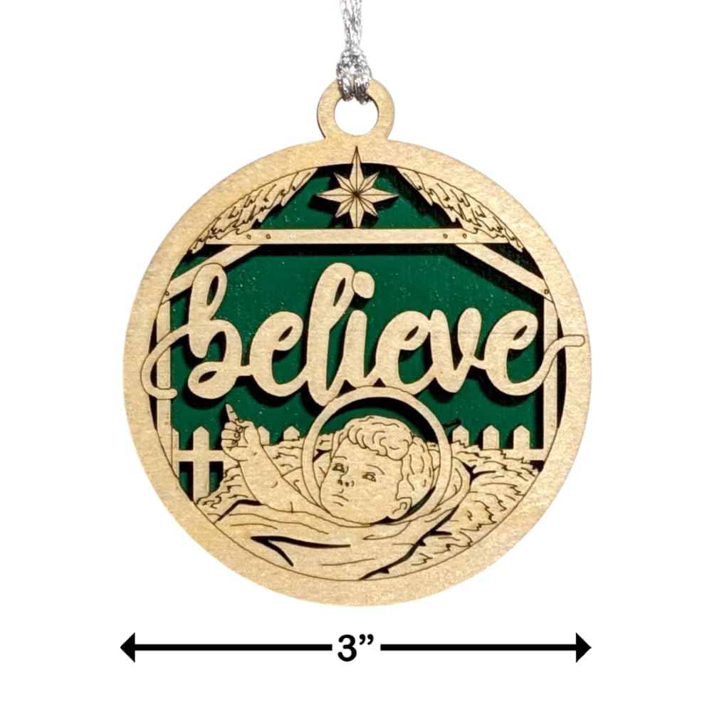 3" Believe Nativity Christmas Ornament
