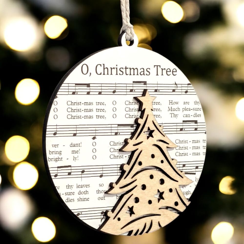 3.5" O Christmas Tree Sheet Music Ornament - USA Made