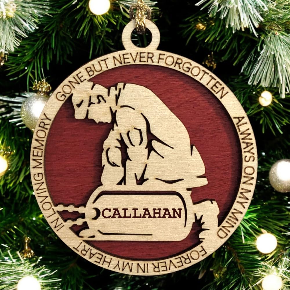 3" Marines Inspired Memorial Ornament, Kneeling, Dog Tag