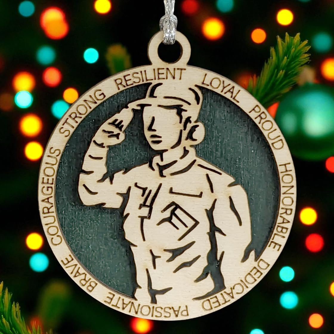 3" Female Army Soldier Dress Ornament
