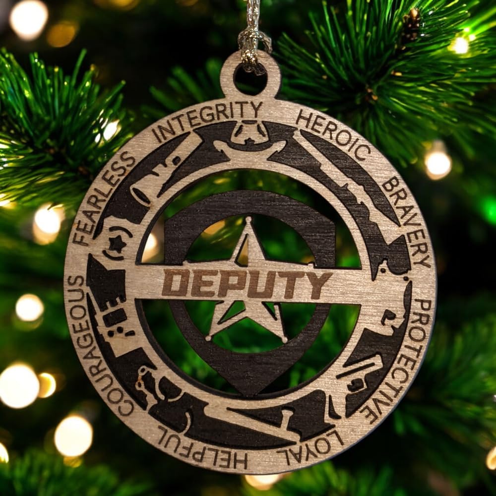 3" Deputy 5-Pt Badge Wood Ornament - Cut Layer