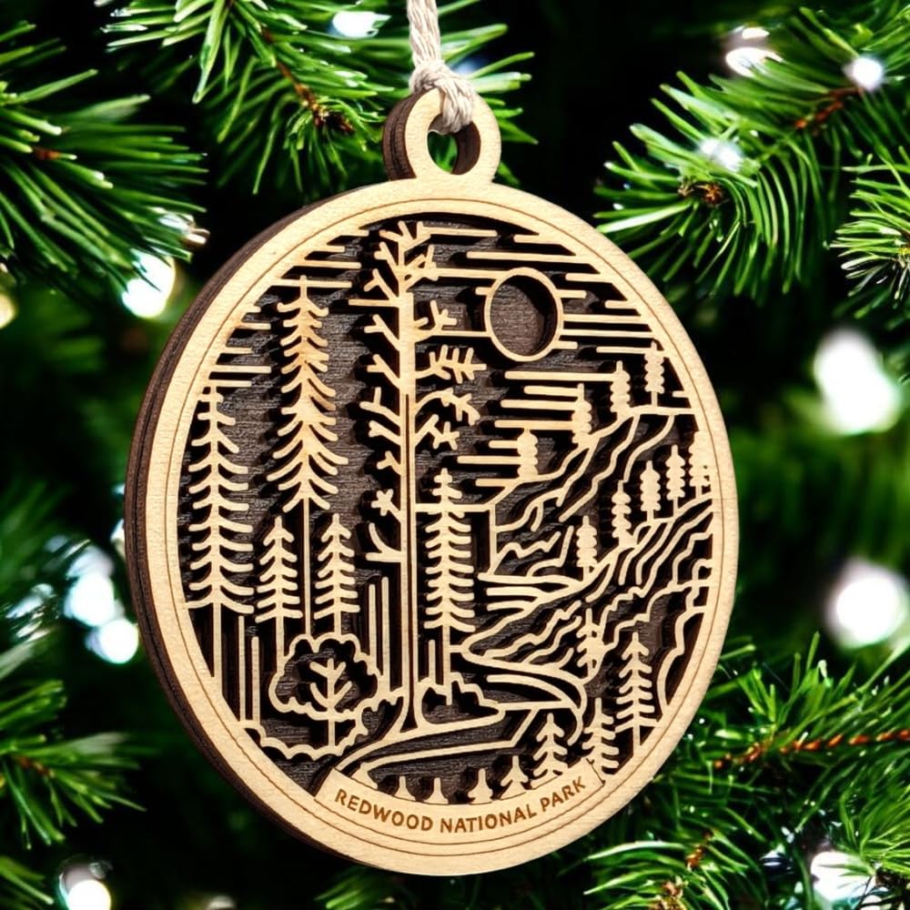 Redwood National Park 3.5" Wood Christmas Ornament