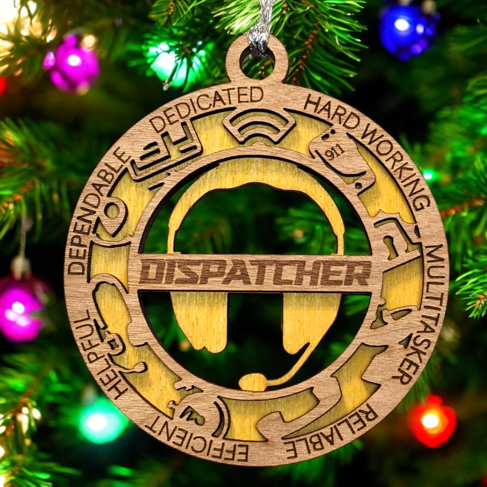 3" 911 Dispatcher Wood Ornament - Cut Layer