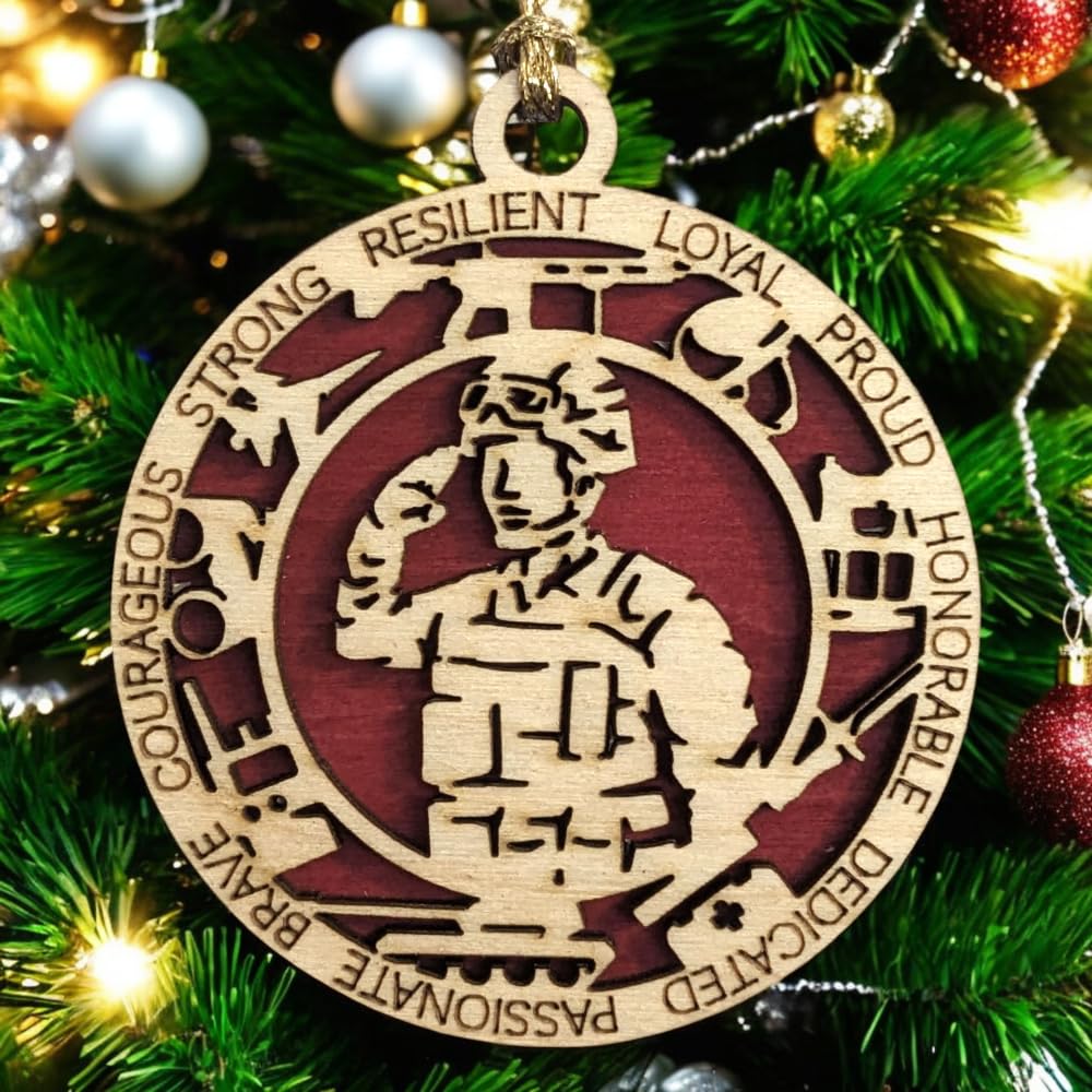 3" Marines Inspired Male Soldier Ornament, Field, Icons